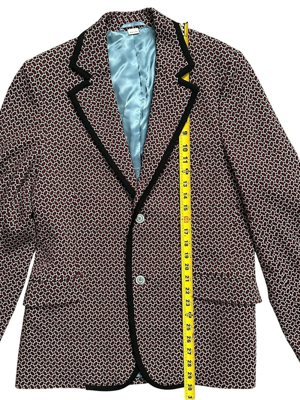 Gucci Men's Geometric Micro-Pattern Blazer with Contrast Piping READ